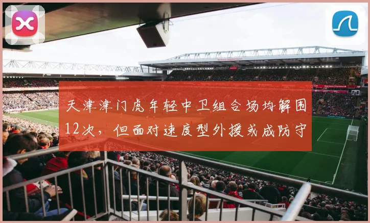 天津津门虎年轻中卫组合场均解围12次,但面对速度型外援或成防守软肋